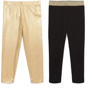 Leggings 2-Pack Sparkle Shimmer 365 Kids From Garanimals Girls Gold Pink - Picture 1 of 3