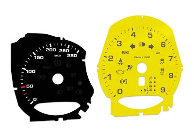 Porsche Boxster 9k rpm Black/Yellow - Speedometer gauges from MPH to km/h Gauges - Image 1 of 4