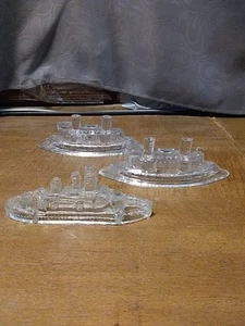 ANTIKER GLAS BONBONIERE - Schiffe MINIATUR 3er Set - Bild 1 von 9