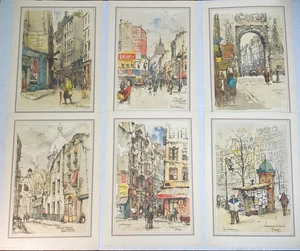 Vintage Paris Street Scenes by Jan Korthals - 6 Prints Portfolio in full Color - Picture 1 of 8