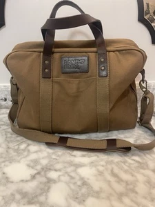 Bolso mensajero de lona para computadora portátil Lands End asas de cuero tostado - Imagen 1 de 14