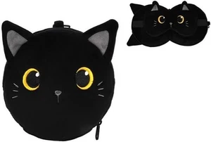 I-TOTAL® Kissen mit Schlafmaske verschließbares Kissen mit Haken schwarze Katze - Bild 1 von 1