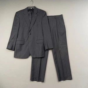 Traje JOS A BANK Hombre 39R Gris Rayas 100% Lana 2 Botones Chaqueta Pantalones 34x29 - Imagen 1 de 24