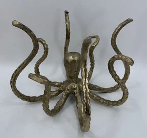 Oktopus Tier Statue Tischplatte Figur Dekor Metallguss 13” x 9” goldfarben Vintage - Bild 1 von 8
