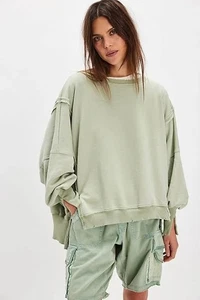 We The Free People Camden Pullover Sweatshirt Mint Green Size Large Oversized - Picture 1 of 7