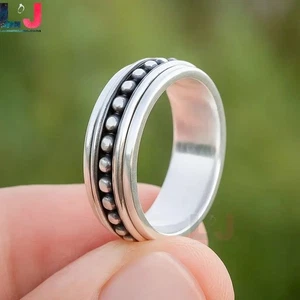 925 Sterling silver Band & Spinner Meditation Ring Women Handmade Ring All Size - Picture 1 of 2