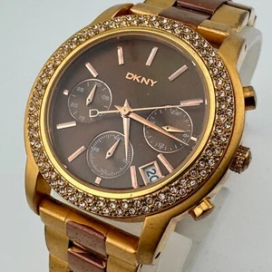 DKNY Quartz Watch NY-8433 Women 50m Rose Gold Steel Chronograph New Battery 6" - Picture 1 of 6