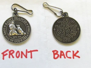 SAINT ST FRANCIS DOG COLLAR TAG WITH PRAYER SILVER Tone pet medal QUALITY NEW - Picture 1 of 7