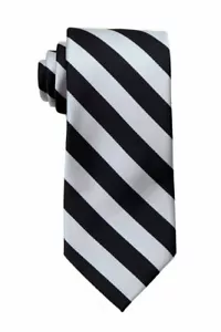 Clubes de negocios con corbata clásica plateada y negra universitaria a rayas para hombre - Imagen 1 de 1