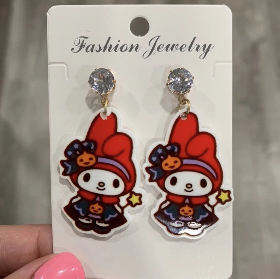 NUEVO CON ETIQUETAS Pendientes Ligeros Kawaii Rosa Sanrio Hello Kitty Melody Pierced Hechos a Mano Foto 1 de 1