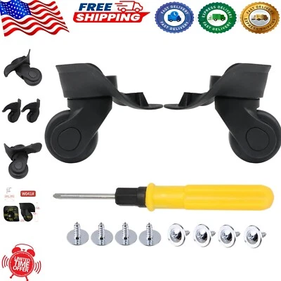 Ruedas de repuesto de equipaje de plástico negro duraderas - Instalar con facilidad, paquete de 2 Foto 1 de 4