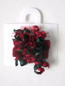 NEW Gymboree Mountain Cabin Red Green Holiday Curly Ribbon Bell Hair Clips - Picture 1 of 1