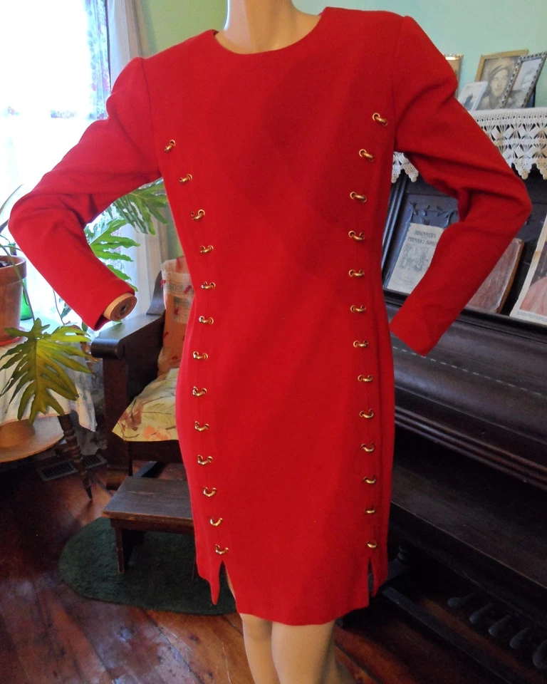 Vestido Adrienne Vittadini Naranja Militar Años 80 Tejido Dorado Michael Jackson Disfraz Foto 1 de 4