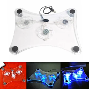 Neu 3 Lüfter USB Kühler Kühlpad Ständer LED Licht Heizkörper für Laptop PC Notebook - Bild 1 von 8