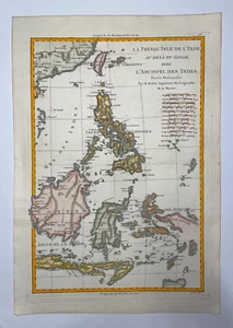 PHILIPPINES EAST INDIES 1780 RIGOBERT BONNE ANTIQUE MAP IN COLORS 18TH CENTURY - Picture 1 of 5