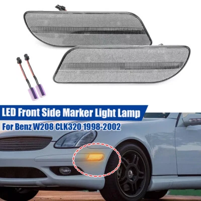 Clear Lens LED Side Marker Lights For 1998-04 Mercedes Benz SLK R170 CLK320 W208 - Image 1 of 4