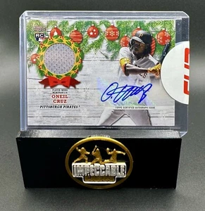 Maglia 2022 Topps Holiday ONEIL CRUZ indossata dal giocatore Rookie Auto RC #’d/25 Pirates - Foto 1 di 6
