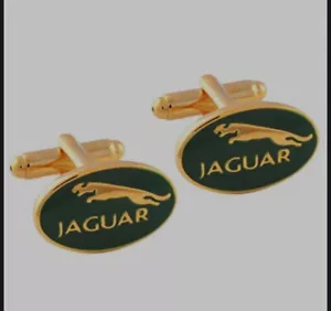 Jaguar GOLD Plated Car Cufflinks -Leaping Jaguar IN CUFFLINK POUCH UK SELLER - Picture 1 of 4
