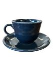 Fiesta - Slate Grey/Gray Teacup & Saucer Ceramic Homer Laughlin Tea Set Drink
