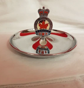Royal Canadian Legion Pin Dish/Ashtray Chrome with Queen's Crown 6.5" Diameter - Bild 1 von 8