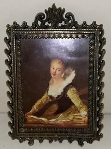 MCM Ornate Victorian Fragonard Vintage in Made In Italy Brass Frame - Picture 1 of 5