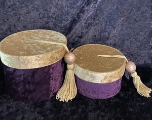 2er Set Deko Boxen von Once Upon A Rosegold und Lila Samtbezug - Bild 1 von 11