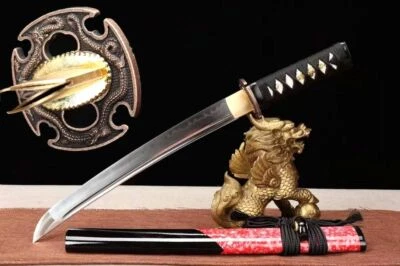Espada Wakizashi samurai japonesa feita à mão argila afiada aço temperado Ninja Tanto - Imagem 1 de 4