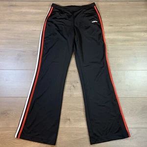 Adidas 3 Stripe Sweatpants Women’s Medium Black Flat Front Pockets Red/White - Picture 1 of 14