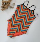 Joe Boxer Girls 1-Piece Swim Suit  Multi Color Orange NWT size 8