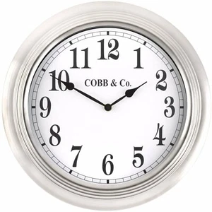 COBB & Co Stainless Steel Wall Clock, Silver, Numbers, 38cm - Picture 1 of 3