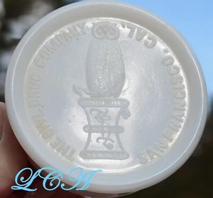 ANTIGUO VASO DE LECHE BLANCO DROGA BÚHO crema cosmética tapa base INUSUAL y ORNATA - Imagen 1 de 5