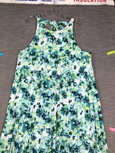 Torrid Dress Womens 2X Blue Green Watercolor Floral Halter Tiered Maxi Gauze - Picture 1 of 14