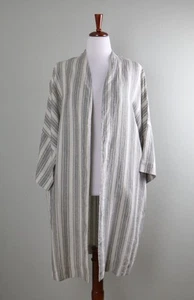 BRYN WALKER NWT $198 Claude Striped Long Linen Topper Jacket Top Size Large - Picture 1 of 6