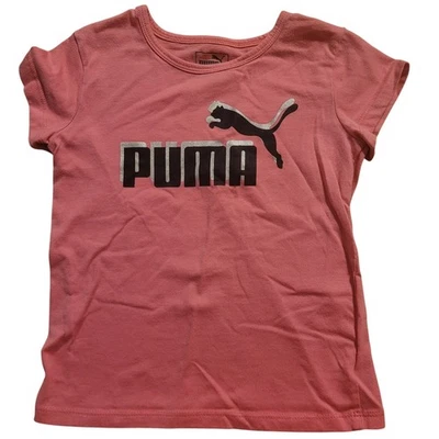 Puma Girls Size Small (4/5) Bubblegum Pink Logo Tee Short Sleeve Crew Neck - Image 1 of 4