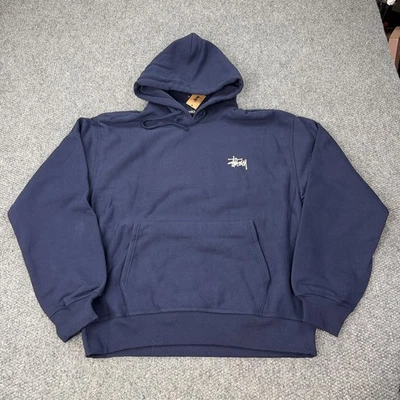 Stussy Hoodie Mens 2XL Navy Basic Stussy Hood Pullover Logo Sweatshirt Skate - Image 1 of 4