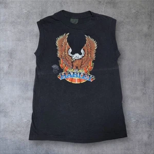Vintage Harley Davidson Shirt Youth XL oder Damen XS 3D Emblem Screaming Eagle 80er - Bild 1 von 7