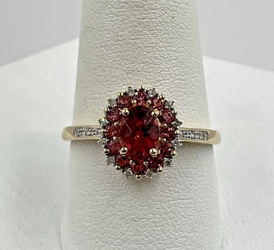 14K Yellow Gold 1.15tcw Pink Tourmaline And Diamond Halo Ring Size 10 - Imagem 1 de 4