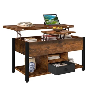 4 in 1 Lift Top Coffee Table with Storage Drawers for Home Living Room Office - Picture 1 of 10