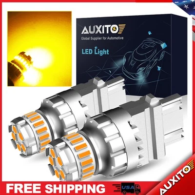 2X AUXITO 3157 3156 LED Ámbar Giro Amarillo Señal Estacionamiento Bombilla Sin Errores Foto 1 de 4