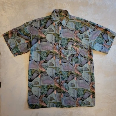 Camisa Club Años 80 90 100% Seda Abstracta XL De Colección Robert Stock Foto 1 de 4