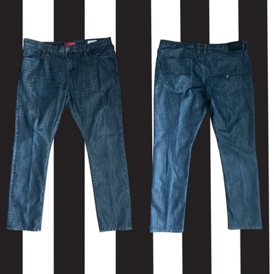 Guess Jeans 40X32 Men's Halsted Fit Medium Rise Tapered Slim Dark Wash Blue - Image 1 of 4