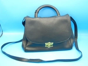 GOLD PFEIL Messenger Hand Bag Black Leather Made in Germany - Picture 1 of 13