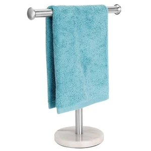 Hand Towel Holder Stand Natural Marble Base Tshape Fingertip Towel Rack Rustproo - Picture 1 of 9