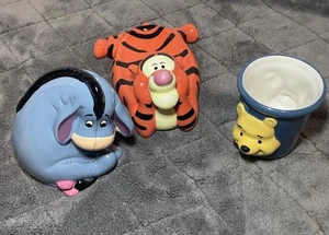 Vintage Disney Winnie The Pooh 3 Piece Hand-Painted Ceramic Bathroom Set - Picture 1 of 14