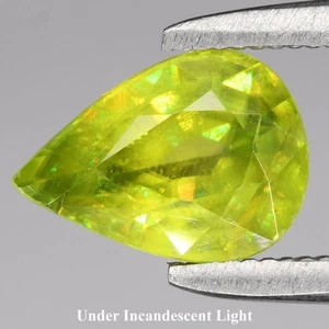 π 1.18ct 8x5.5mm Pear Natural Yellowish Green Sphene - High Luster Madagascar - Picture 1 of 5