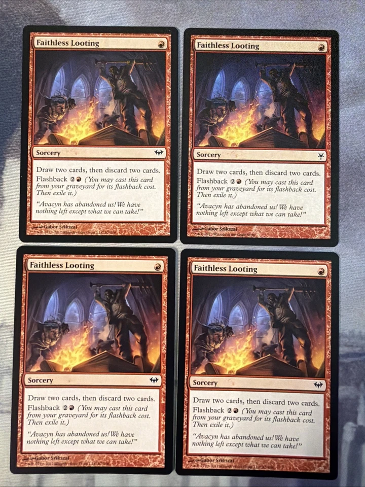 4x Faithless Looting- Dark Ascension/ Duel Decks- NM- Mtg Magic Cards- Playset - Image 1 of 1