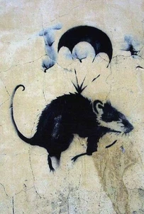 Banksy Parachute Rat Street art on canvas premium 16 x 20 Print graffiti Venne - Picture 1 of 1