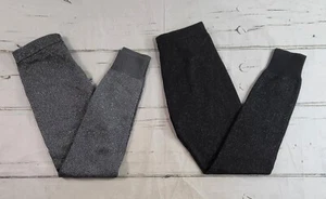 2 Pair Gap Kids Sparkly Stretch Leggings Girls Black / Grey Size L NWT - Picture 1 of 6