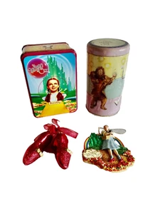 wIZARD OZ SANFRAN MUSIC BOX DOROTHY ORNAMENT STACKING TIN RUBY SLIPPERS neocurio - Imagen 1 de 9