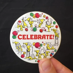 1982 Celebrate 3" Pinback Button American Greetings Hi Brows Party Drunk Vintage - Bild 1 von 11